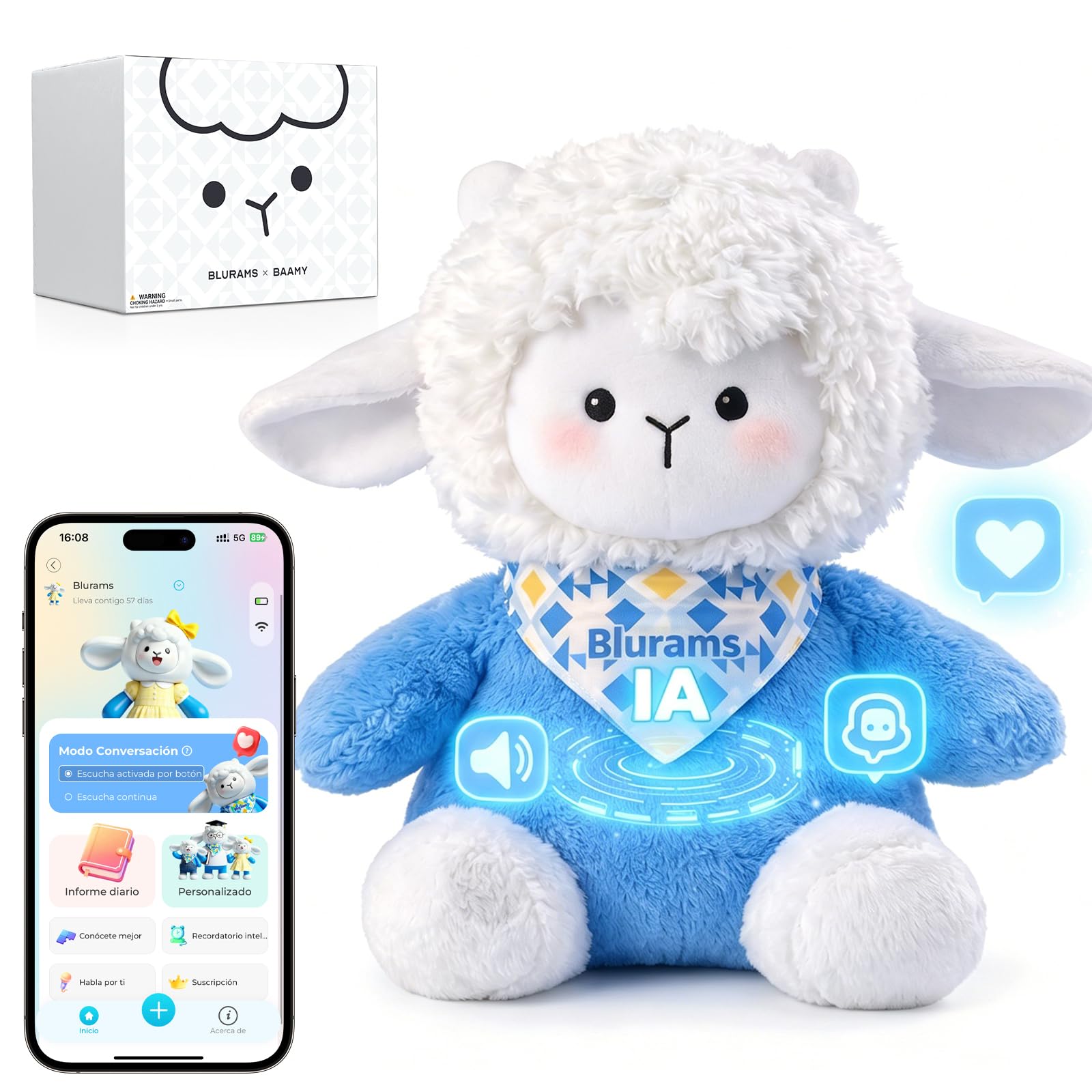 Peluche Interactivo con IA para Niños de 3 a 8 Años, Peluche con Chat de Voz, Control por App y Memoria, Compañero Educativo Emocional, Regalo Original como Juguetes para Niños de 3 a 6 Años