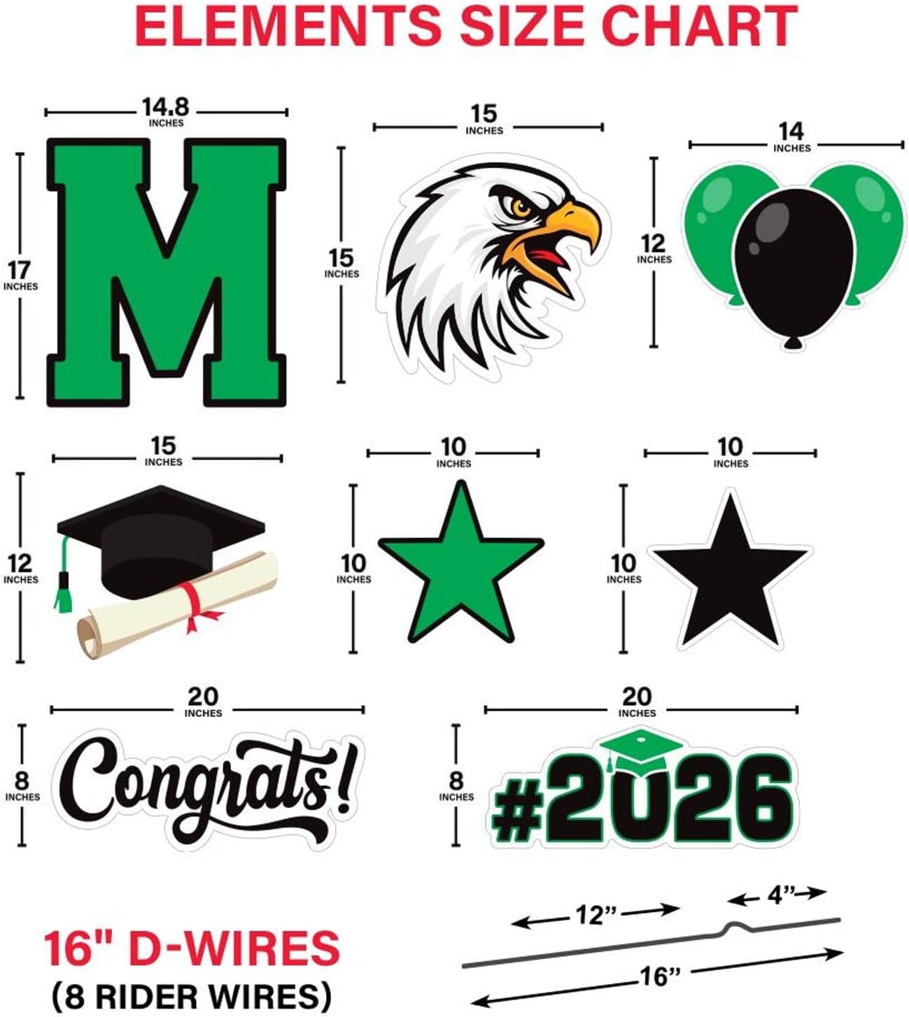 Personalized Graduation Yard Sign Letters 17", Custom Graduation Yard Cutouts Congratulations Grad 2026 Yard Décor With Metal Stakes, VP2026 (17 Inches, 4)