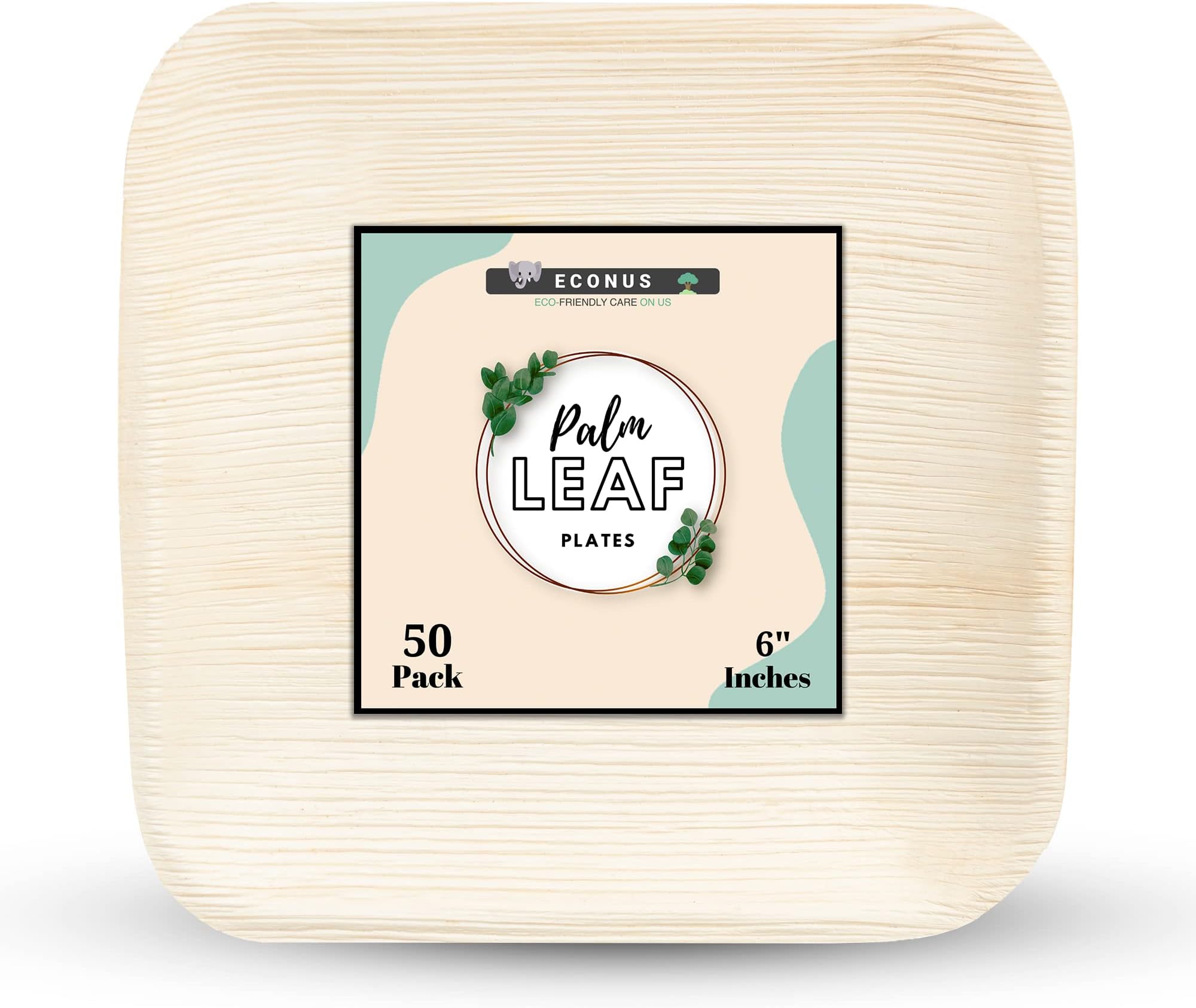 Areca Palm Leaf Plates | 6 Inch Square Plate | [25-Pack] 100% Compostable, Biodegradable, Disposable | Sturdy, Microwave Safe | Party, Wedding, Event Plates