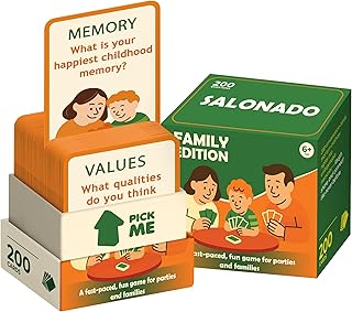 Conversation Cards for Family & Friends - 200 Prompts, 6 Categories, Perfect for Daily Table Talk, Screen-Free Fun, Holiday, Birthday & Housewarming Gift (Family)