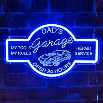 Dads Garage Neon Sign, LED Garage Light for Man Cave Workshop Decor