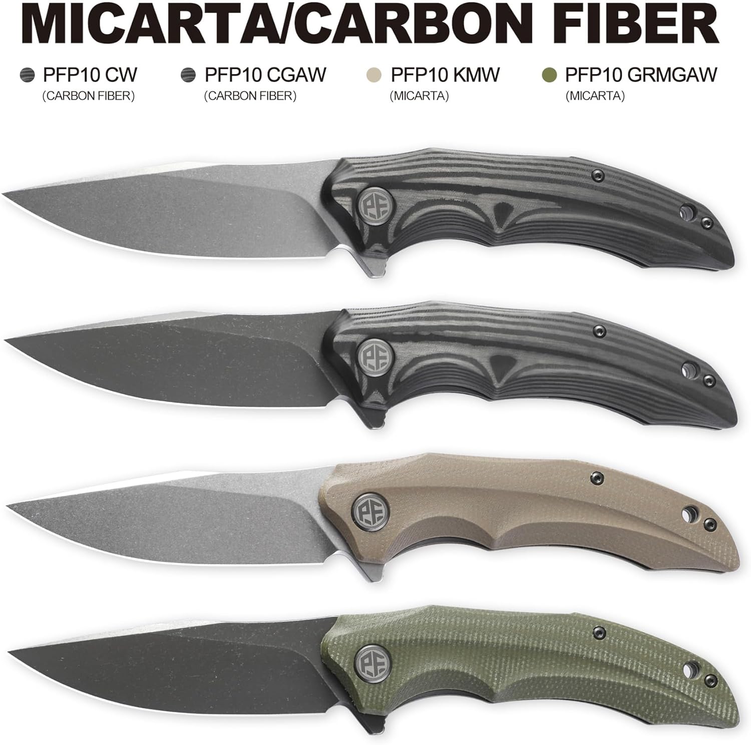 Petrified fish PFP10 Hairtail Folding Knife, 3.54" K110 Stonewashed Blade 5.25 oz Micarta Handle Pocket Folding knife for EDC Camping Outdoor (Khaki Stonewashed)