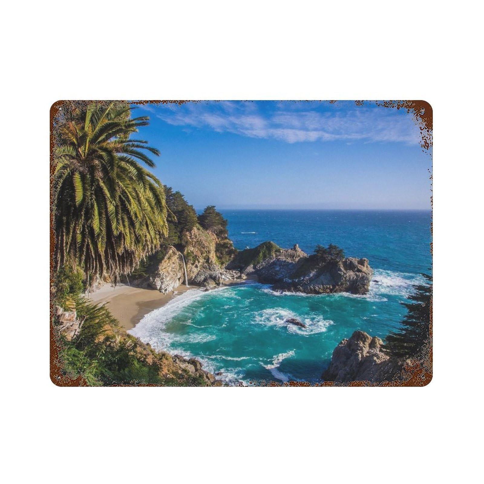 xiaoxiaoshen Real Photo Big Sur Decor California Wall Decor Art Metal Tin Poster Modern Home Decor Art Home Bar Shop Decorations Vintage Sign 30x40cm