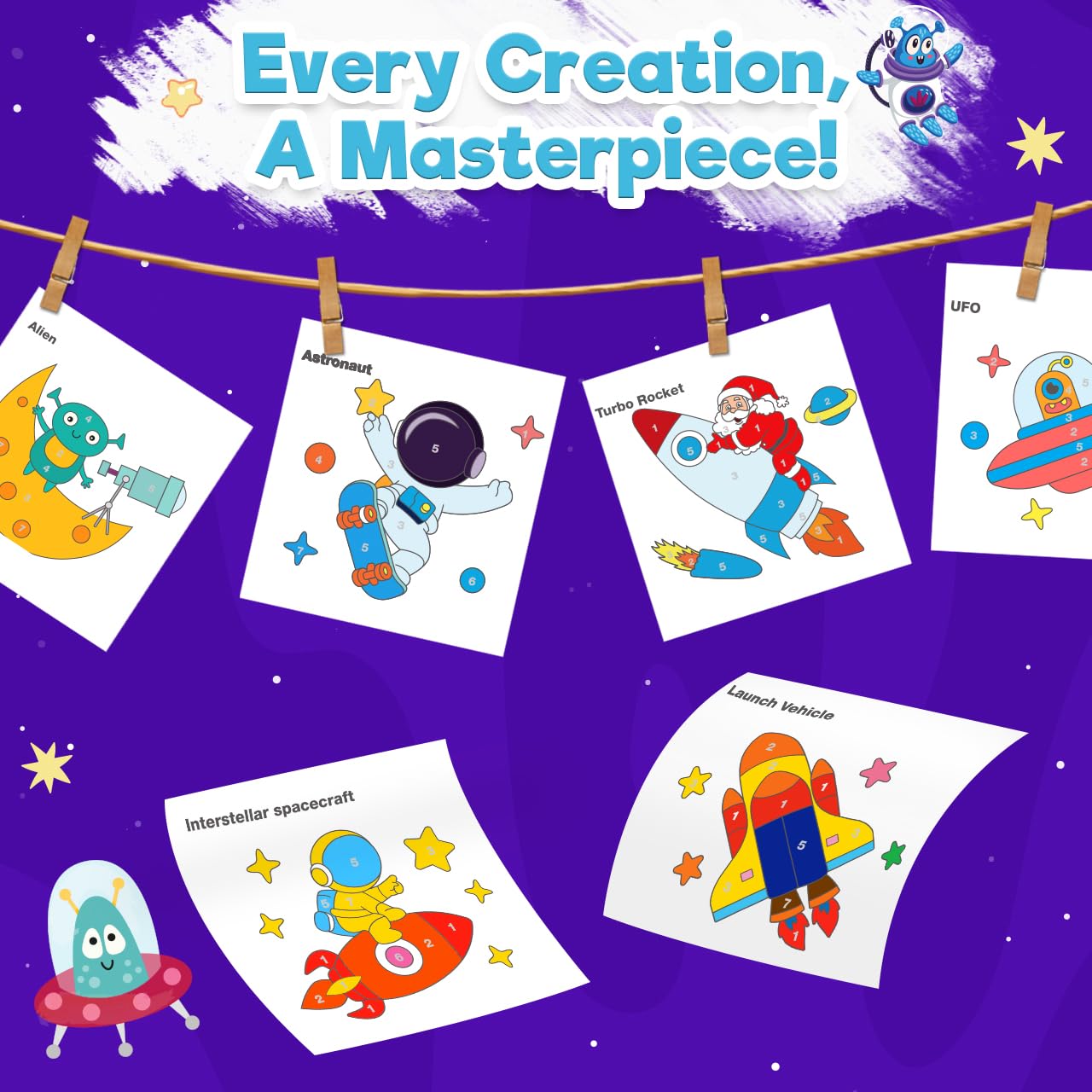 ZMLM Dipingi con Libro da Colorare ad Acqua per Bambini Piccoli, Libro di Pittura ad Acquerello con Pennello, Libro Magico da Colorare Acqua per Bambini 3 4 5 6 7 8 Anni - Pianeta