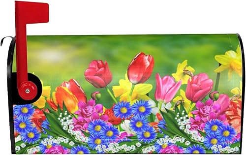 Miniatura 15 de Divertido gnomo de verano para conducir coche y girasol, cubierta magnética para buzón, patrón a cuadros, para decoración del hogar, jardín, 21 x 18