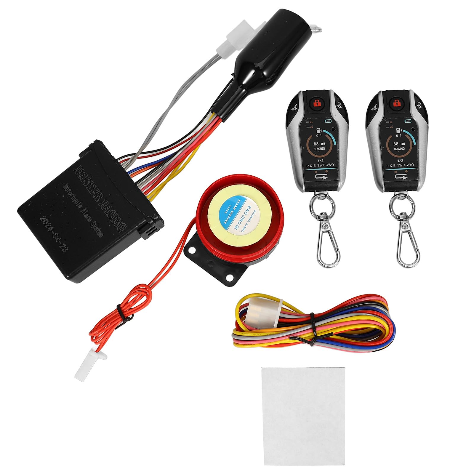 Kit Antifurto per Motociclette Allarme Bidirezionale, Avvio Remoto, Resistente alle Intemperie e Localizzatore Veicolo, Telecomando in Plastica,