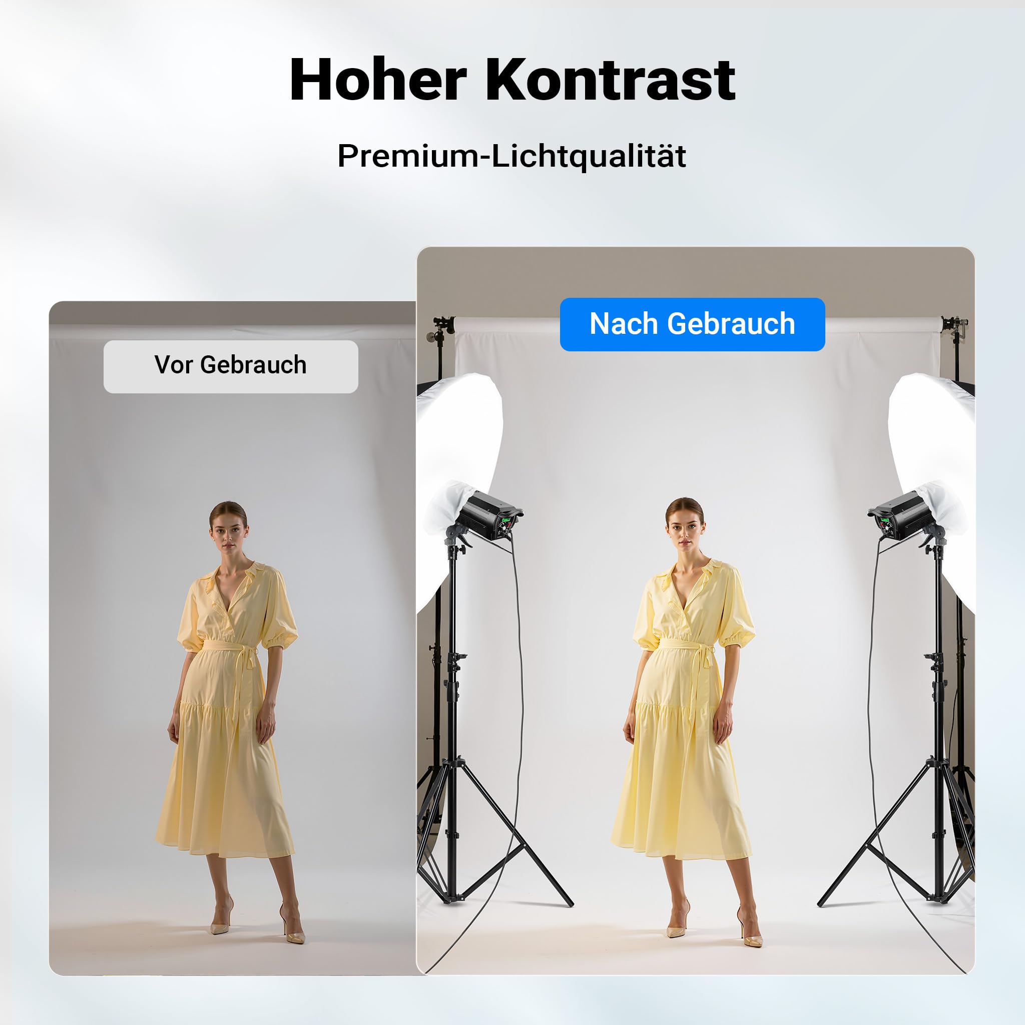 Walimex pro Parabol Reflexschirm schwarz/silberfarben Ø 165 cm + Diffusor – Lichtformer Set für Fotografie und Videografie