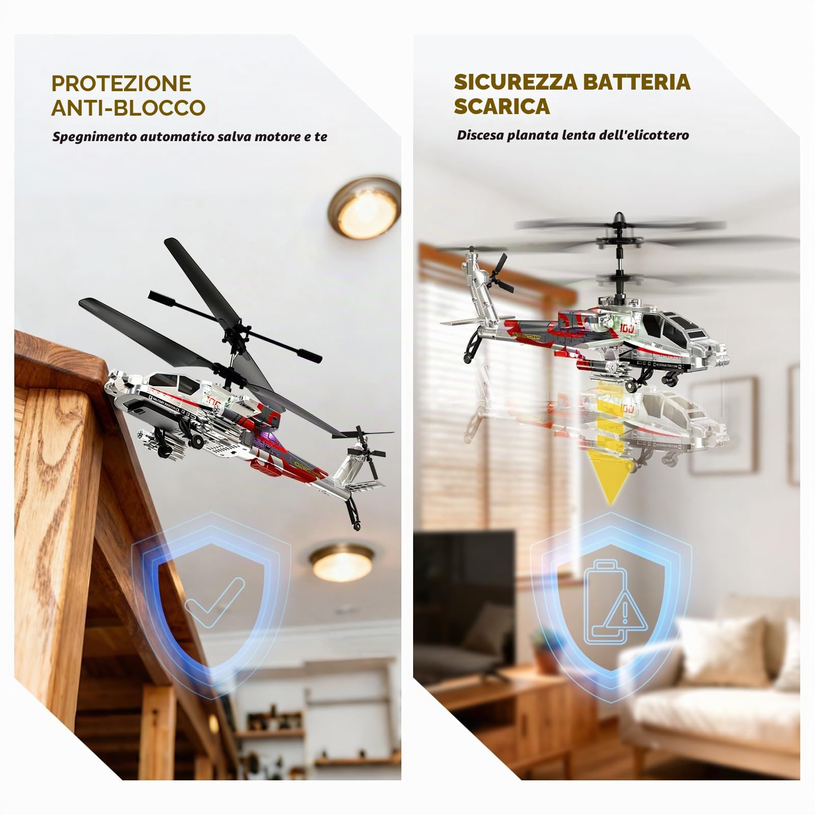 XIKOTEC Elicottero Telecomandato per Bambini, Elicottero Radiocomandato con 2 Batt, LED & Decollo/Atterraggio 1 Tasto, Elicottero Giocattolo Elicottero RC Giochi Regalo per Ragazzi 8+