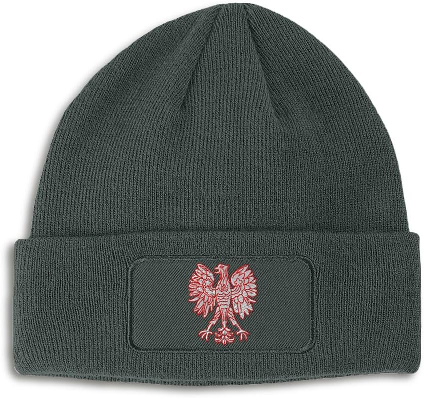 Custom Patch Beanie Polish Eagle Embroidery Poland Polska Warsaw Skull Cap Hats for Men & Women One Size