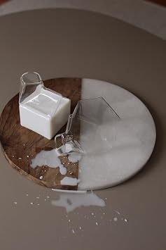 Glass Cup with Milk Box Design, 350 ml, Borosilicate Heat Resistant, Coffee Cup