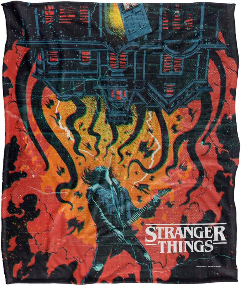 Stranger Things Eddie Munson Upside Down Creep House Poster Silky Touch Super Soft Throw Blanket 152 X 127 Cm