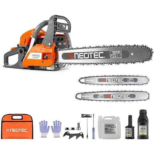 58CC Gas Powered Chainsaw with 18 20 Inch Bar Chain Ergonomic Chainsaw Chain Brake Anti-Vibration System, 2-Cycle Petrol Motosierra De Gasolina for Tree Cutting Firewood Wood Yard Cleaning