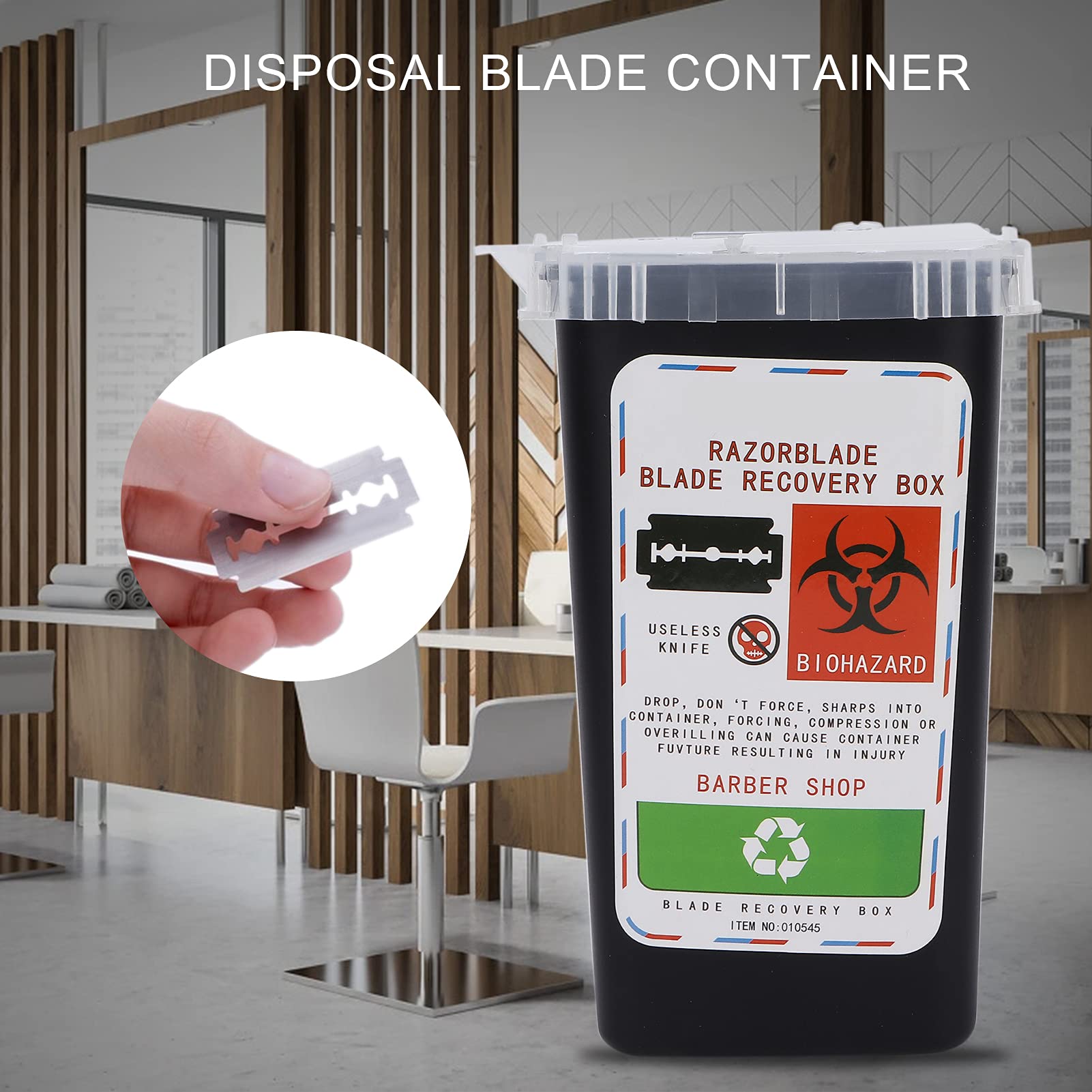 Contenitore per Lame in Plastica Resistente Agli Agenti Chimici, Smaltimento Lame, Nero