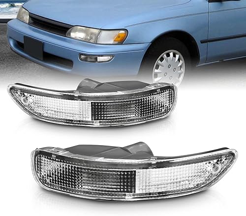 AmeriLite Juego de luces de repuesto transparentes para Toyota Corolla 1993-1997, lado del pasajero y del conductor