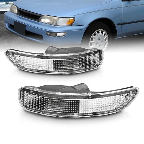 AmeriLite Clear Replacement Bumper Lamp Paking Lights Set For 1993-1997 Toyota Corolla - Passenger and Driver Side