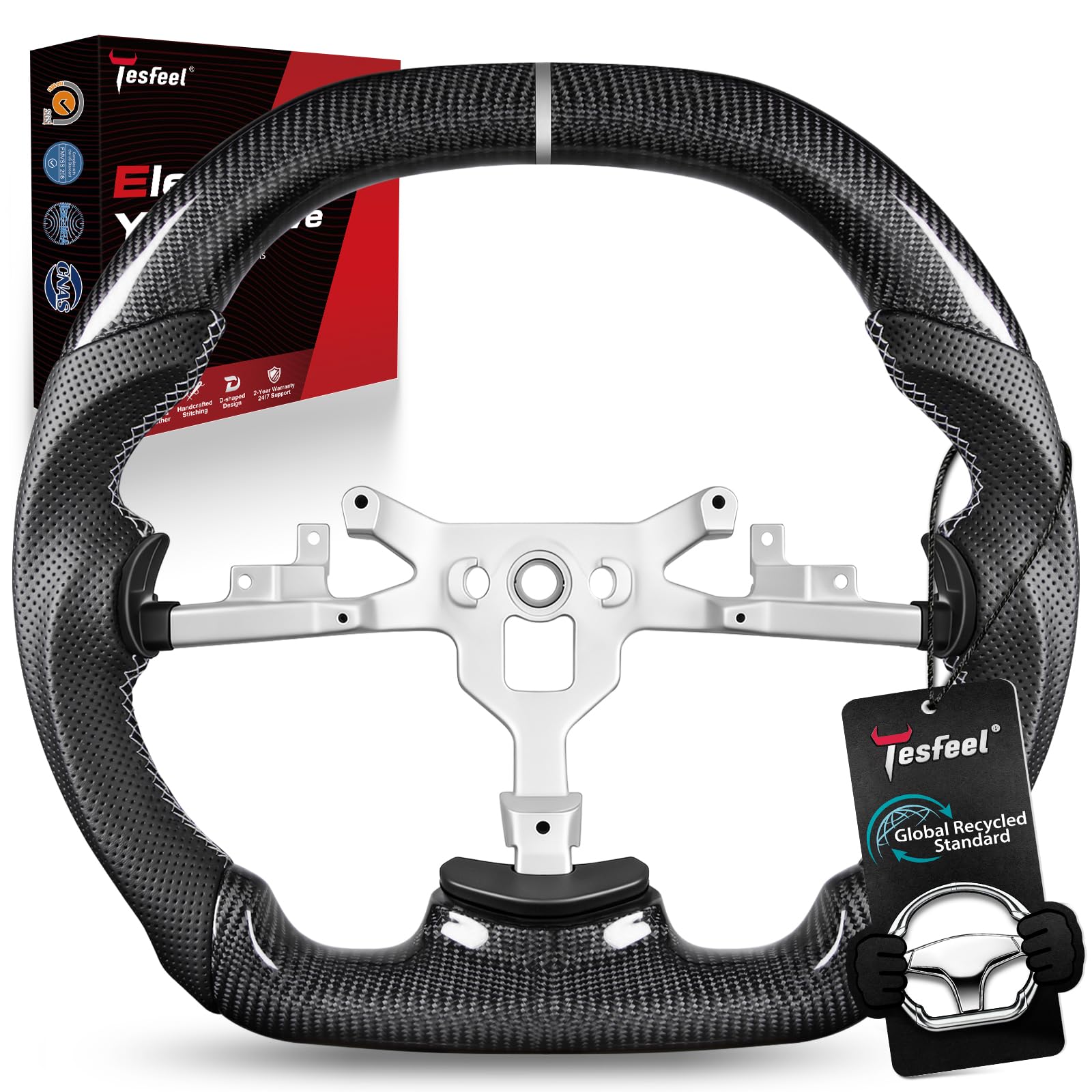 Steering Wheel for Chevy Corvette C6 2006-2011,Real 3K Carbon Fiber
