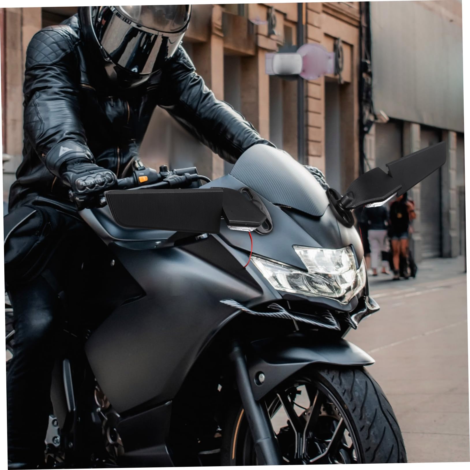 Specchietti per Moto con Frecce, Specchietti Laterali Neri per Motocicletta, Ampia Superficie e Lega di Alluminio Abs,