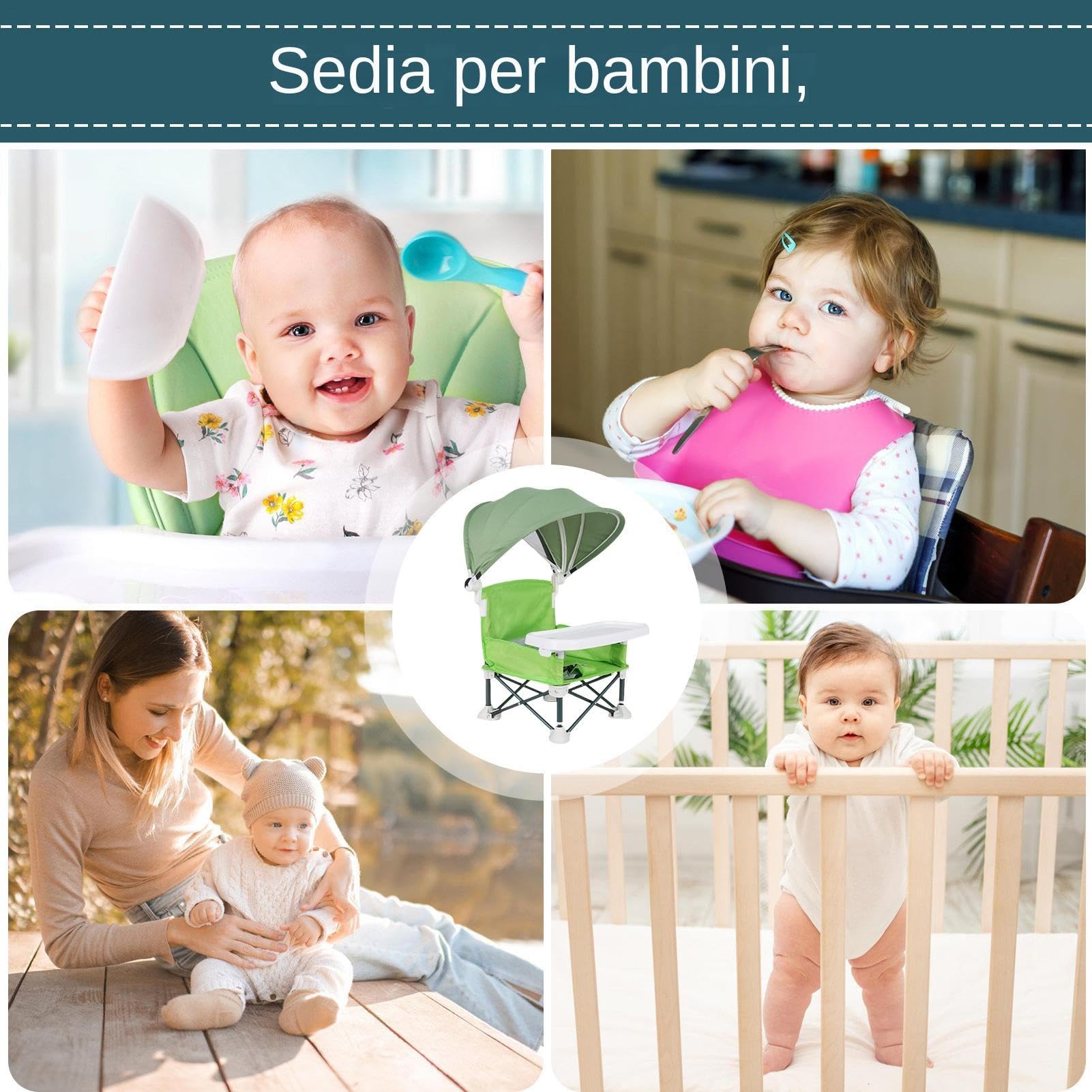 Seggiolino Pieghevole Per Bambini Seggiolino da Viaggio con Vassoio per
