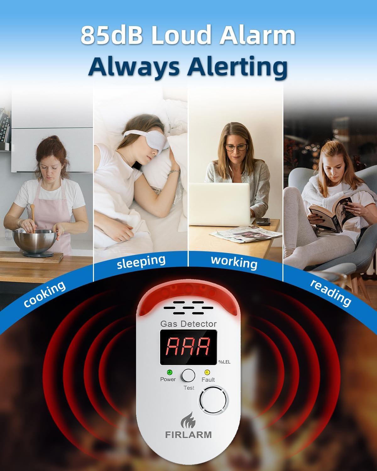 Gas Leak Detector for Home, Plug-in Natural Gas Detector for Propane, Methane, Butane, LPG, Combustible Gas Alarm Monitor with LED Digital, Audible and Visual Alert, for Kitchen, RV, Garage - Image 4