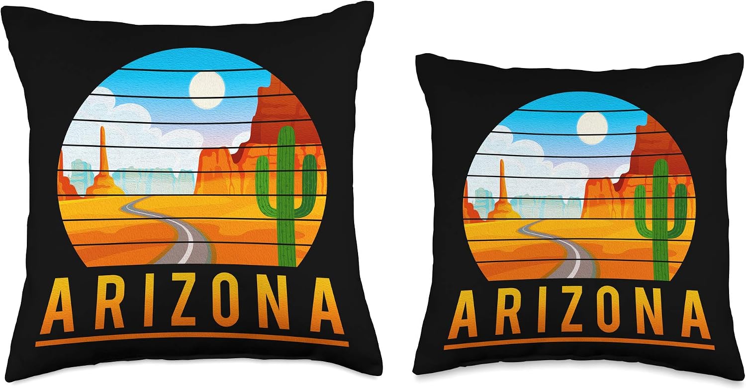 Love The State of Arizona Desert Road and Saguaro Cactus Throw Pillow