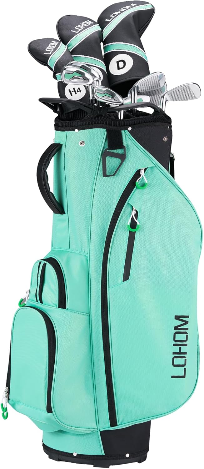 11 Pcs Women's Complete Golf Club Sets Right Hand with 14 Way Golf Cart Bag, Includes 460cc Alloy #1 Driver & #3 Fairway Wood & #4 Hybrid /#6/#7/#8/#9/#P/#S Irons & Putter