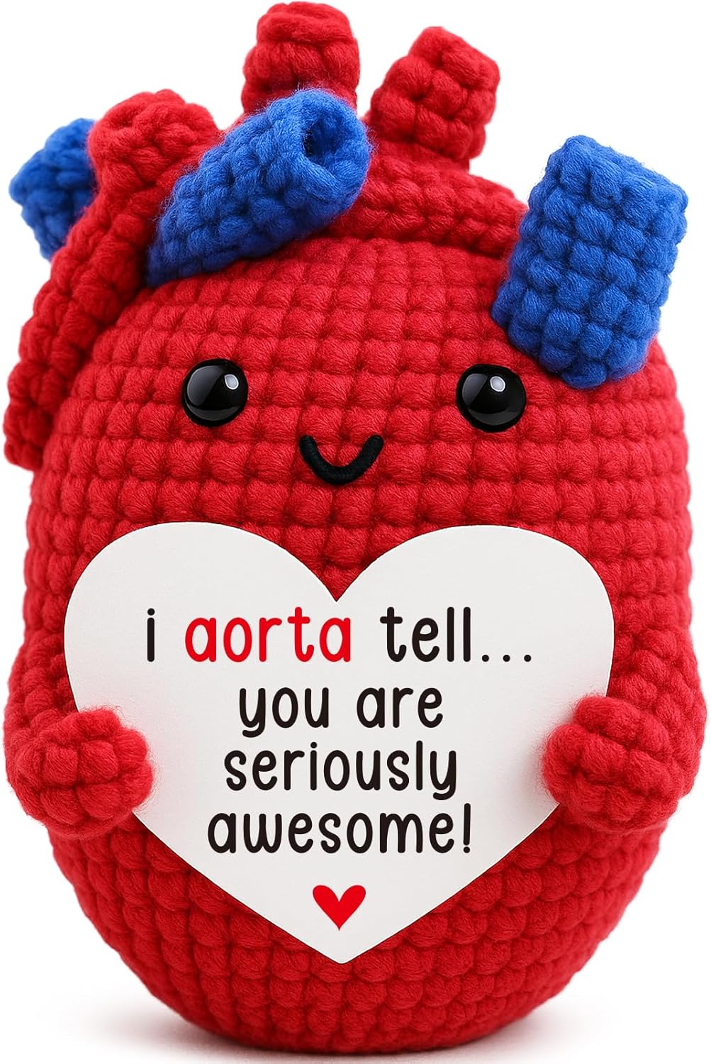 Mini Encouragement Gifts for Women Men Emotional Motivation Support Handmade Crochet Heart for Coworkers Teachers Nurses Managers Friends Stress Relief Mental Health Valentines Birthday Gifts