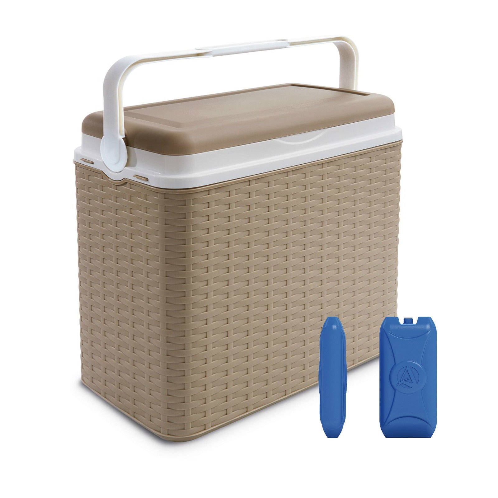 Adriatic Large 24 Litre Cooler Rattan Box Camping Beach Lunch Picnic Insulated Food+ 2 Ice Packs