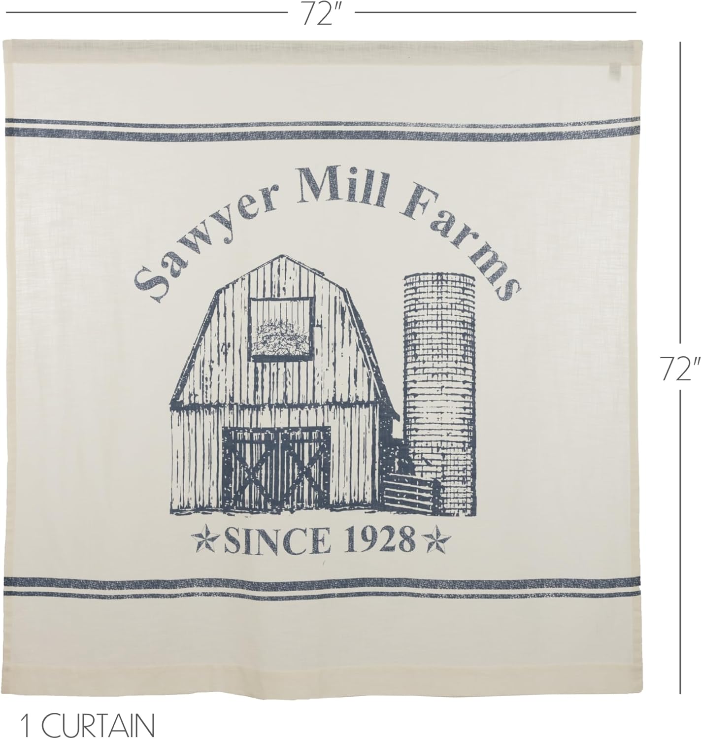 VHC Brands Sawyer Mill Blue Shower Curtain, 72x72