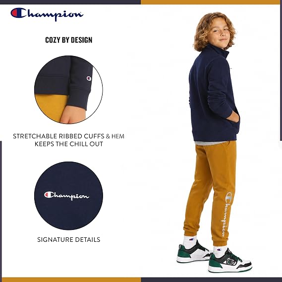 Champion Boys' Long Sleeve Fleece Quarter Zip Sweatshirt