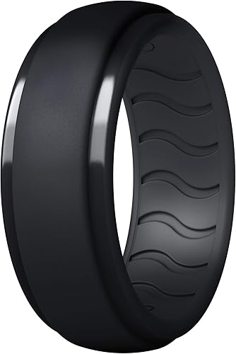 Dookeh - Anillos de boda de silicona transpirables para hombre, anillo de compromiso camuflado, azul, negro, ideal para entrenamiento, paquete de 1,