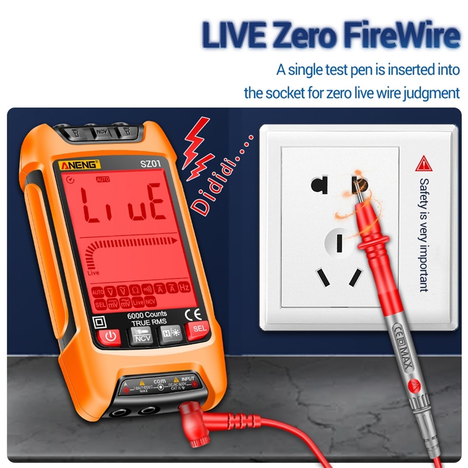 SZ01 6000 conteggio multimetro digitale professionale misuratore di capacità elettrica AC/DC corrente tensione tester strumenti elettricista(SZ01 Orange Pro)