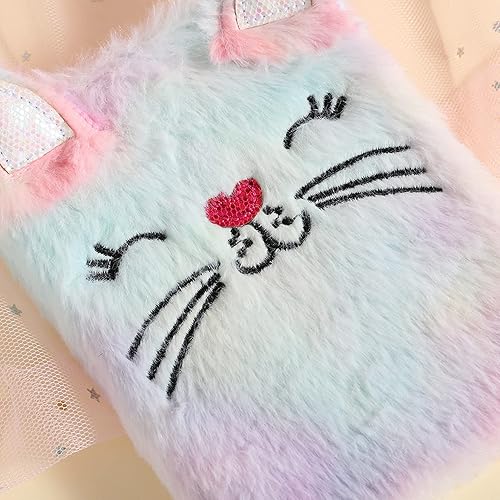 Miniatura 2 de Bonito cuaderno de animales para niñas, mujeres, adolescentes, lindo gato mullido, bloc de escritura A6, rayado, 160 páginas