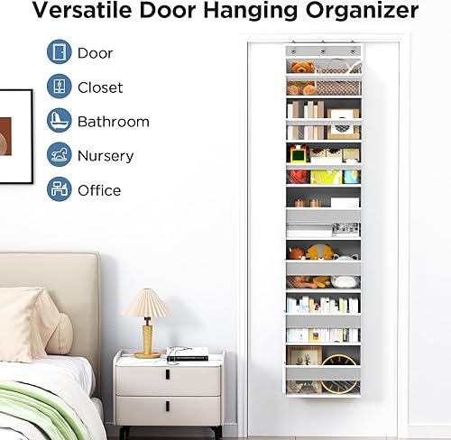 Miniatura 7 de Organizador para colgar sobre la puerta, 7 niveles para colgar en la puerta, con 7 bolsillos grandes, 12 bolsillos laterales, estantes colgantes de