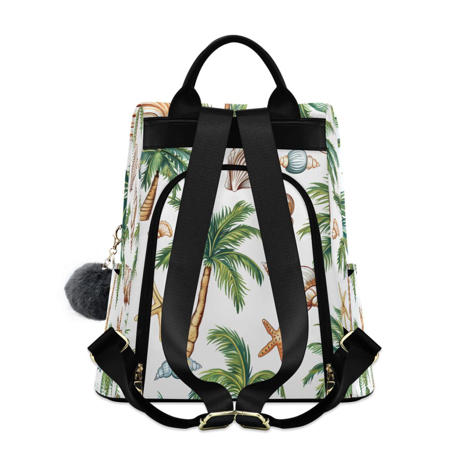 ALAZA Shells Palm Trees Backpack Purse for Women Anti Theft Travel Bag Fashion Back Pack Shoulder Bag Handbag