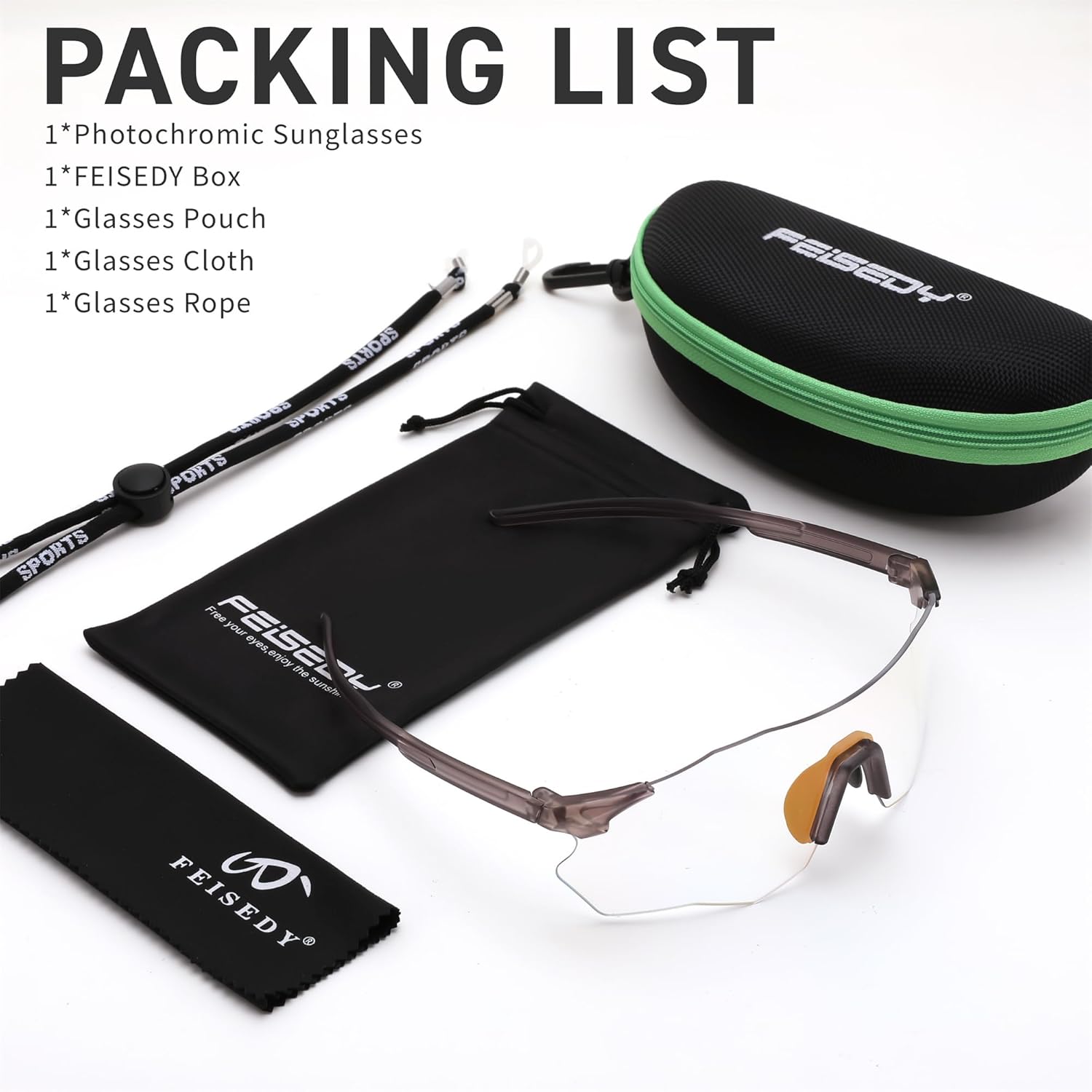 FEISEDY Photochromic Cycling Glasses for Men Women Mountain Bike Sports Sunglasses UV Protection B0310 - Image 8