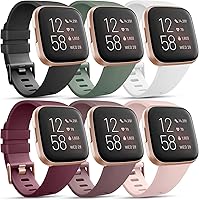 Vista 11 de Paquete de 6 correas deportivas compatibles con Fitbit Versa 2 / Fitbit Versa / Versa Lite / Versa SE, correas de repuesto clásicas de silicona
