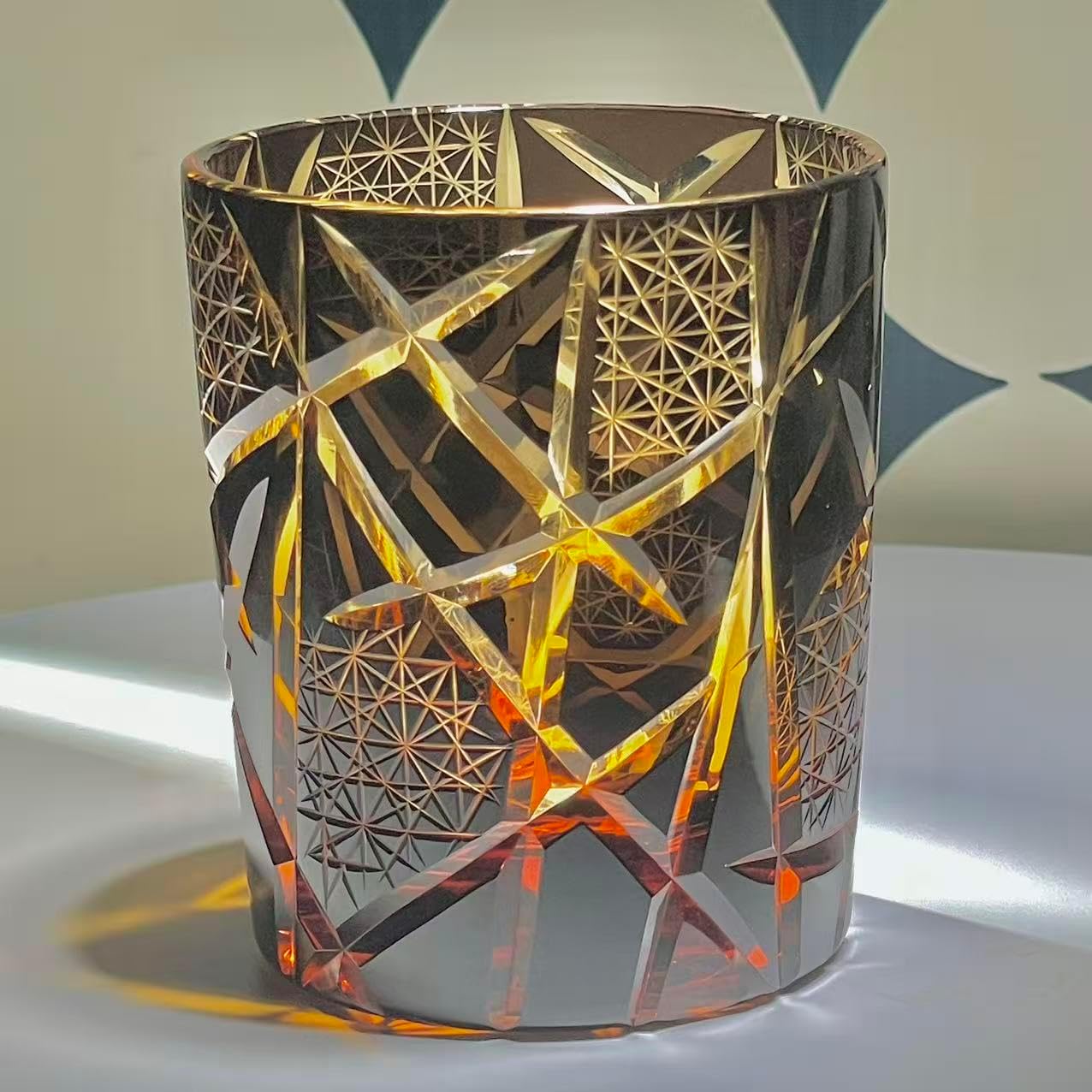 suigetsu Whiskey Glasses,Rock Glasses,9oz Lead-Free Crystal Bourbon Glass,Old Fashioned Glass for Bourbon,Cognac,Irish Whisky,Personalised Whisky Glass Gift Set for Men,Dad,Brother (red sugar 1)