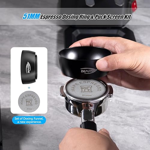 Miniatura 9 de IKAPE Juego de embudo de dosificación magnético, anillo dosificador de espresso de 2.087 in y pantalla de disco compatible con portafiltros sin