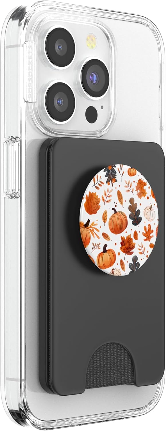 Fall Leaves and Pumpkins for Halloween and Thanksgiving PopSockets PopWallet for MagSafe