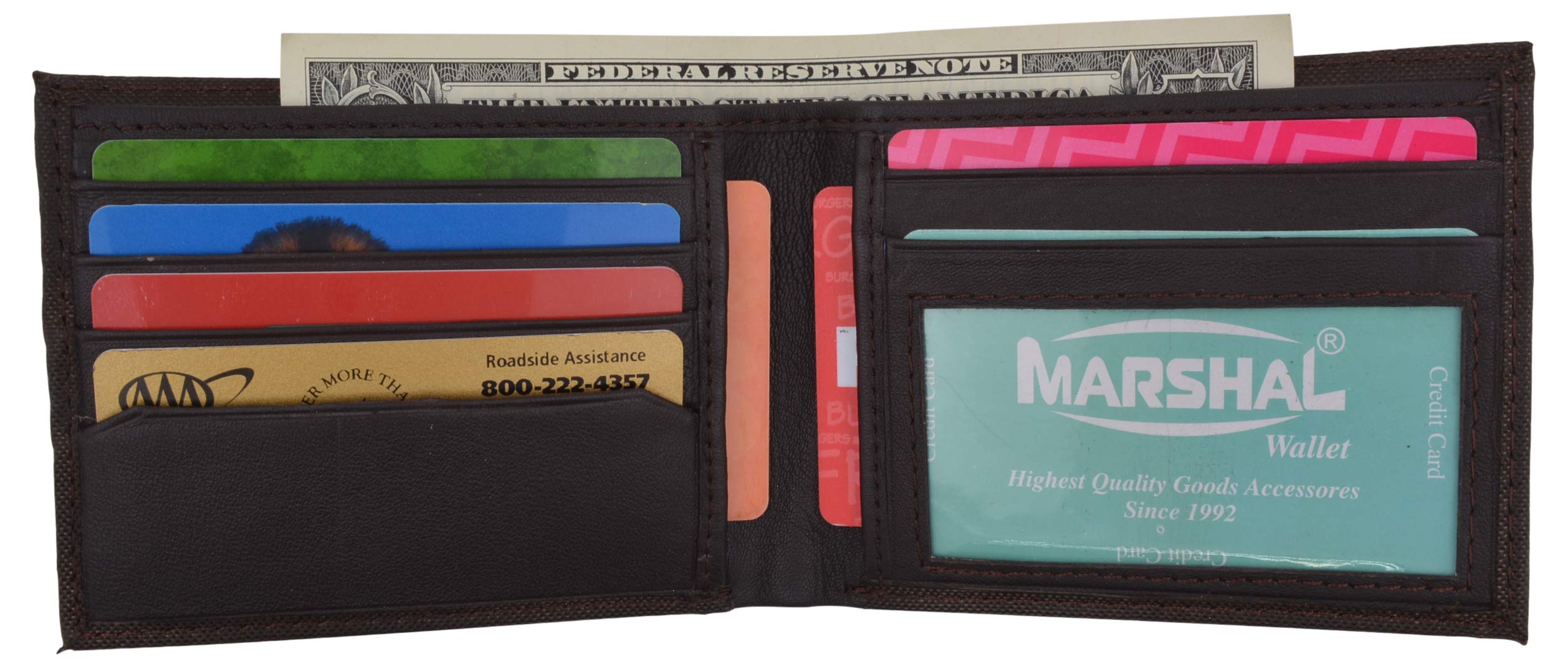 New Slim Thin Nylon Bifold Credit Card ID Wallet with Leather Interior