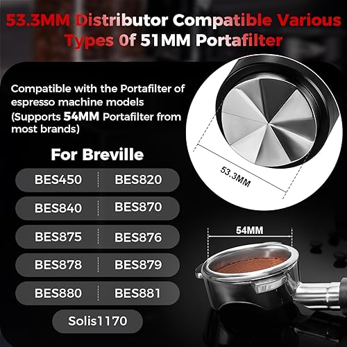 Vista 8 de IKAPE Distribuidor de café expreso de 2.008 in, herramientas de distribución de doble rodamiento y alta velocidad, nivelador de café de altura