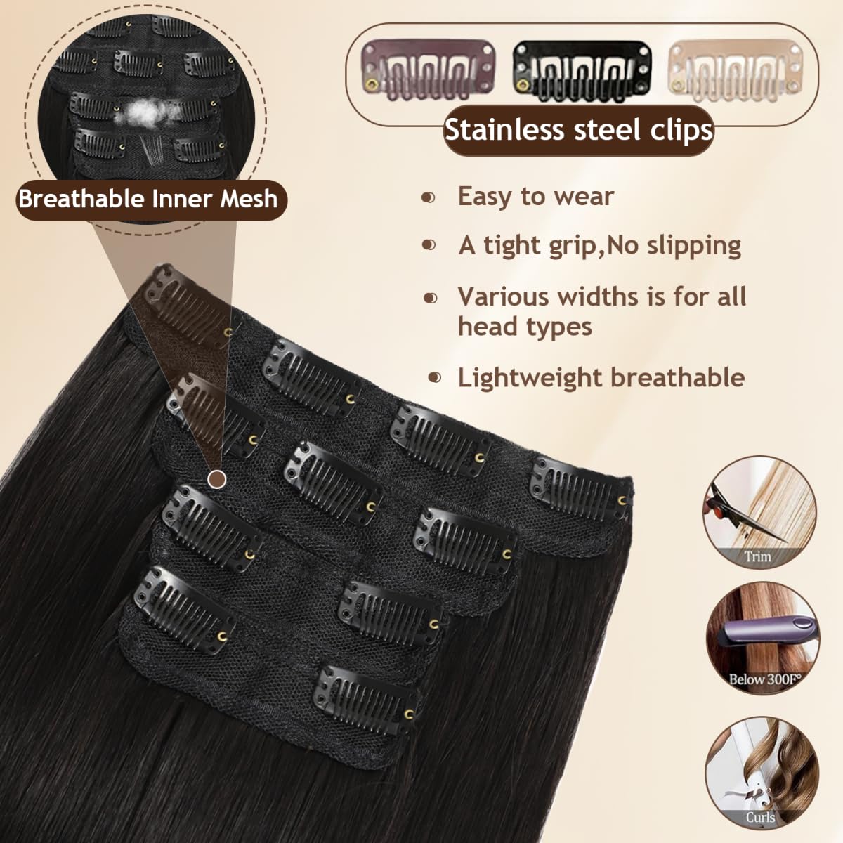 POGINJA Remy Human Hair Clip-In Extensions