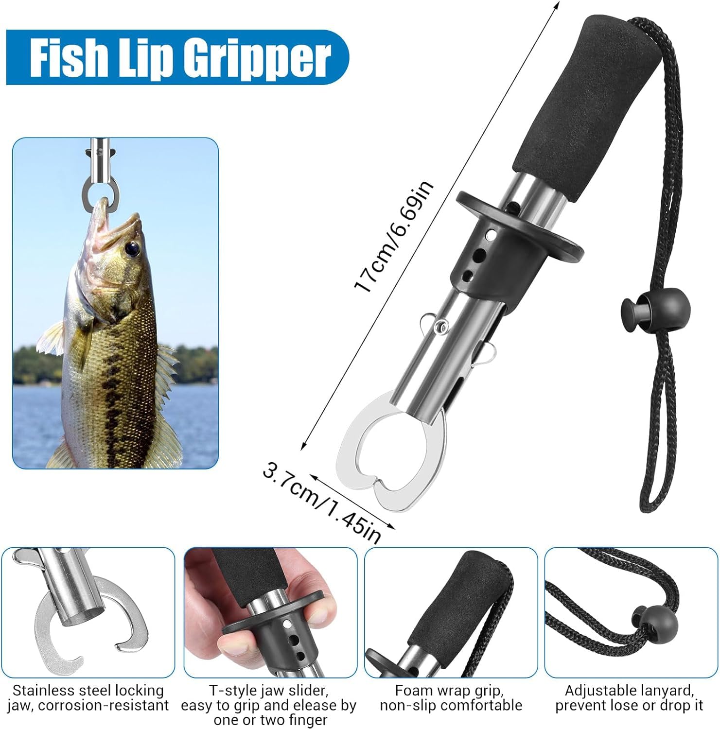 Juego de maletín de pesca, caja de pesca con clips para labios, removedor de ganchos, cebo para trucha, cebo de perca, equipo de pesca para adultos, principiantes, regalo de pesca para hombres para