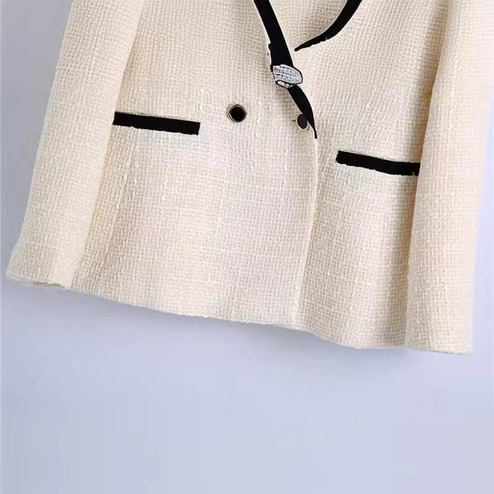 Chaqueta de Tweed para Mujer, Blazer Formal de Negocios de Oficina, Cardigan Traje Abrigo, Outwear Gire Cuello Abajo Slim Fit Blazer Trabajo Wear