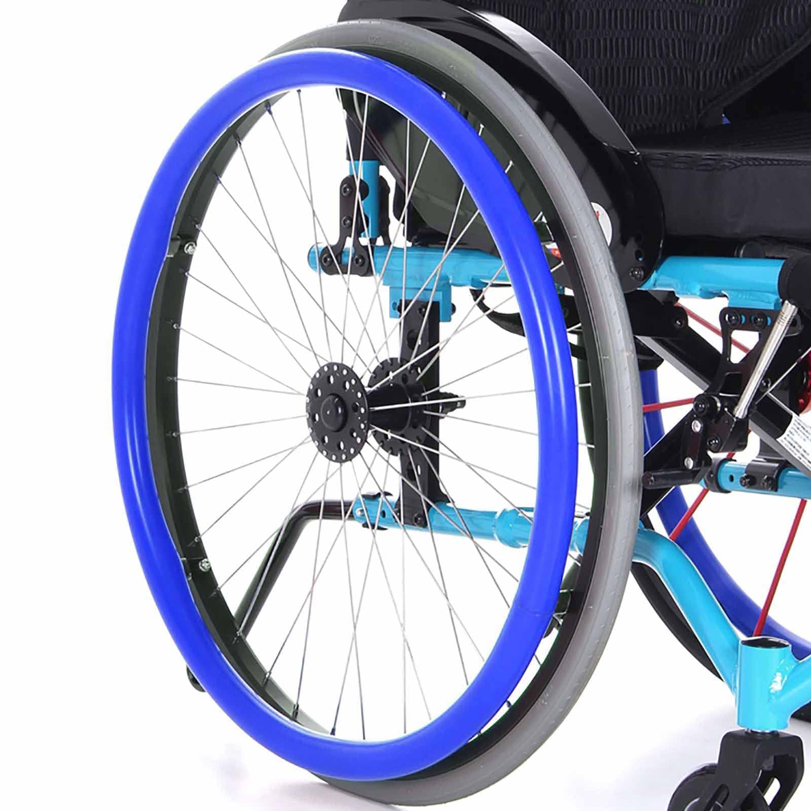 Rutschfeste Silikon-Rollstuhl-Schiebfelgenabdeckungen, verschleißfest, für Rollstuhl-Hinterradgriffe, Schutzhülle für Rollstuhl-Schubringe, blau, 55,9 cm