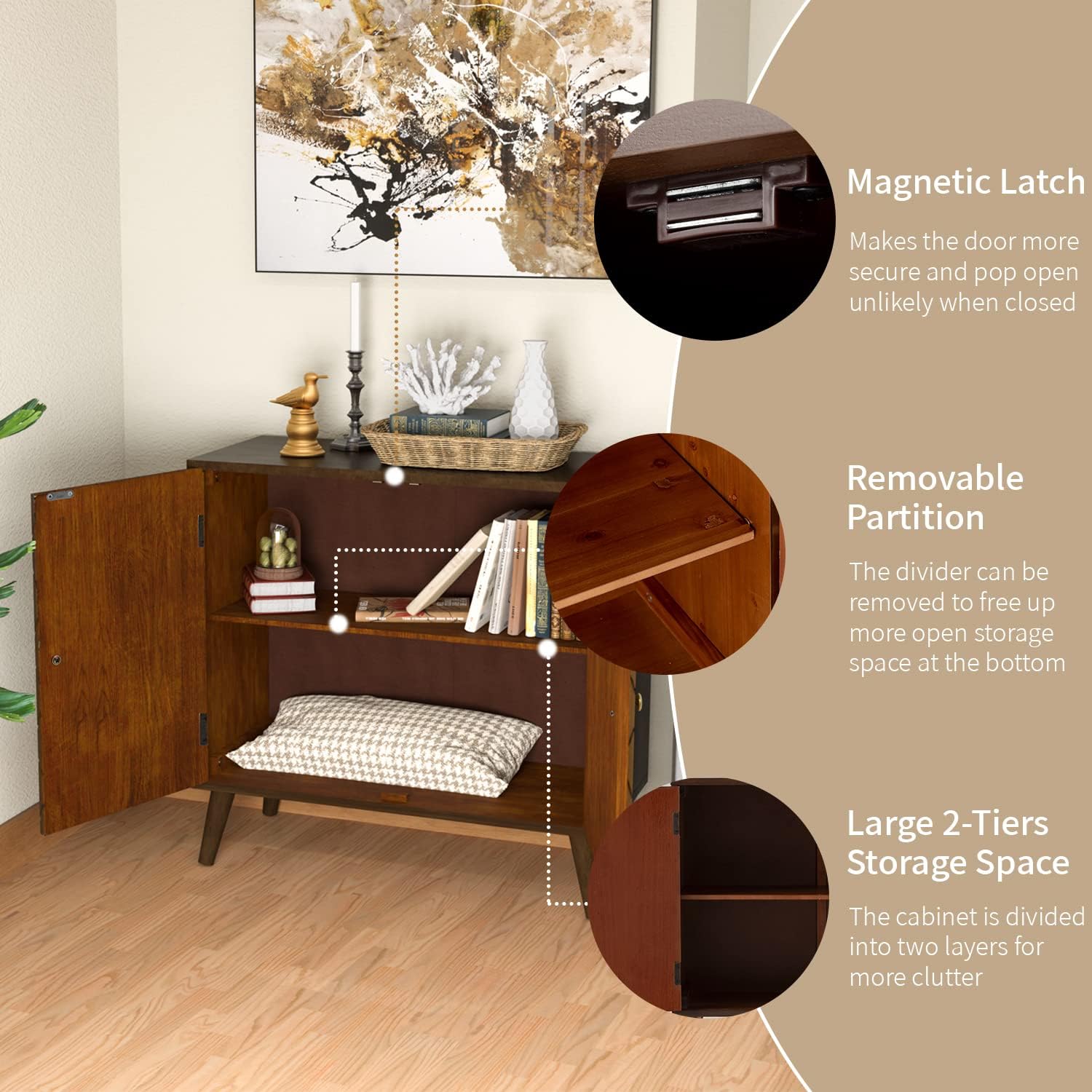 SUNBURY Buffet Storage Cabinet with Storage, Kitchen and Dining Room Furniture, Accent Cabinet with Doors for Hallway