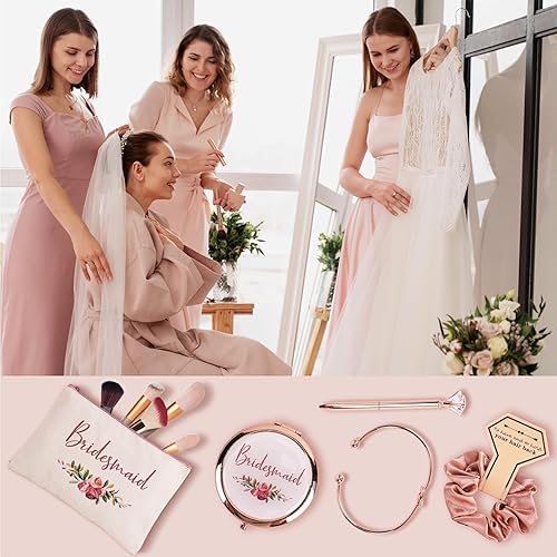Miniatura 5 de CARAKNOTS Regalos de propuesta de dama de honor, caja rosa para damas de honor, regalo para boda, novia, despedida de soltera, fiesta, vaso de vino