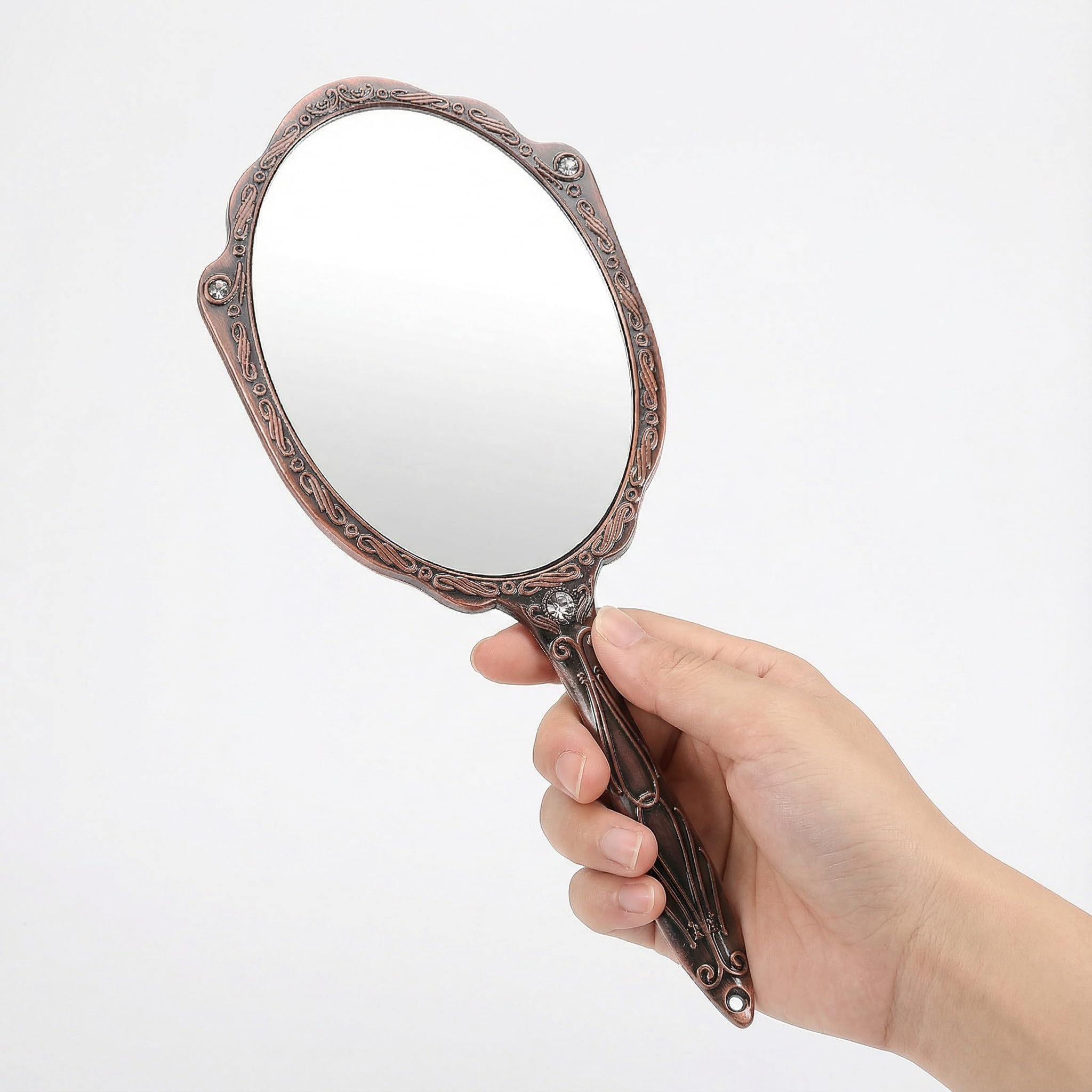 ABOOFAN Vintage Handheld Makeup Mirror, 18.00X7.80X0.70cm/7.07X3.07X0.25 inches, Portable Hand Mirror for Women