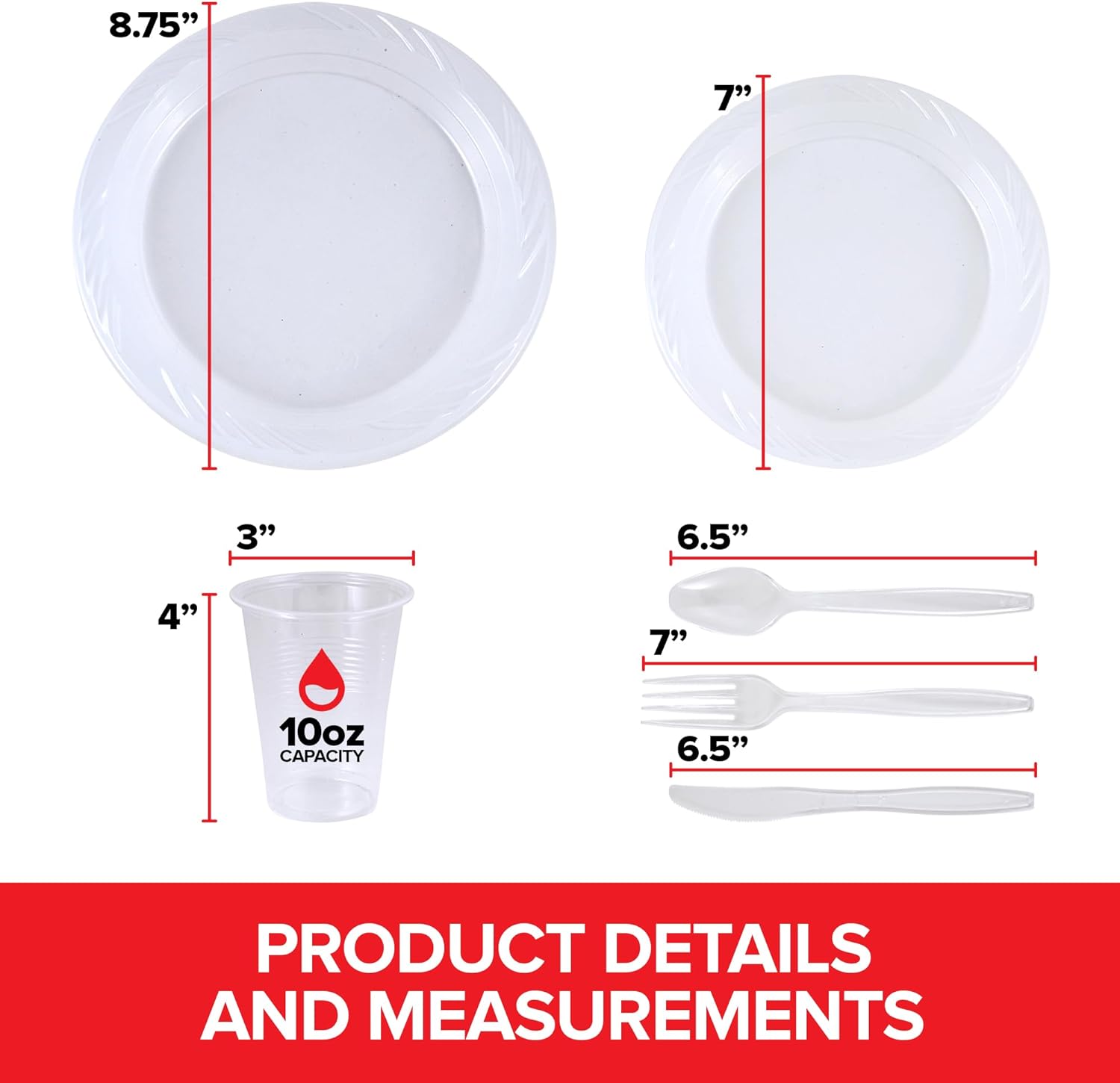 780 Piece Clear Plastic Dinnerware Set, Service for 120 Guests, Heavy Duty Every Day Use Plastic Plates, Cups, and Utensils, Disposable Dinnerware Set for Weddings, Graduations, and Birthday Parties