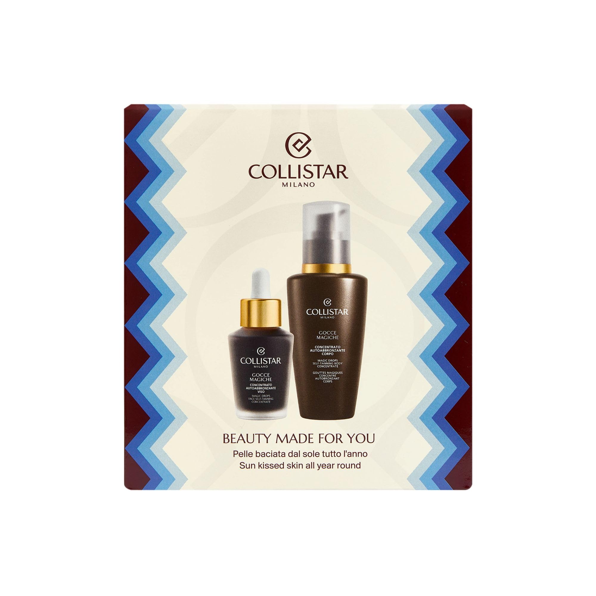 Collistar Set de regalo para mujer Gocce Magiche Autobronceador Cara 30ml + Cuerpo 125ml Set Autobronceador para Mujer Bronceado Natural Intenso Antimanchas Hidratante Larga Duración
